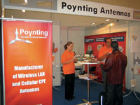 Andr&#233; Fourie and Jacqui Botha at Poynting Antennas’ stand at CeBIT 2006